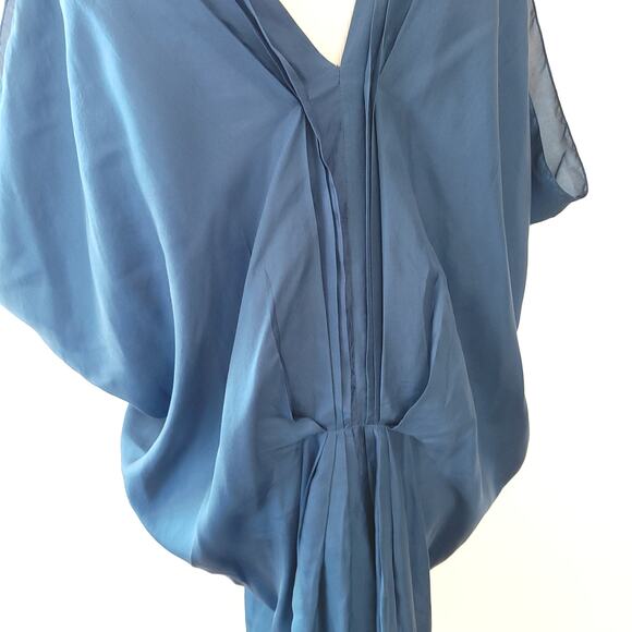 Sachin + Babi for Ankasa Silk Caftan Beaded Kimono Sleeves Blue Lightweight 2 - Picture 7 of 12